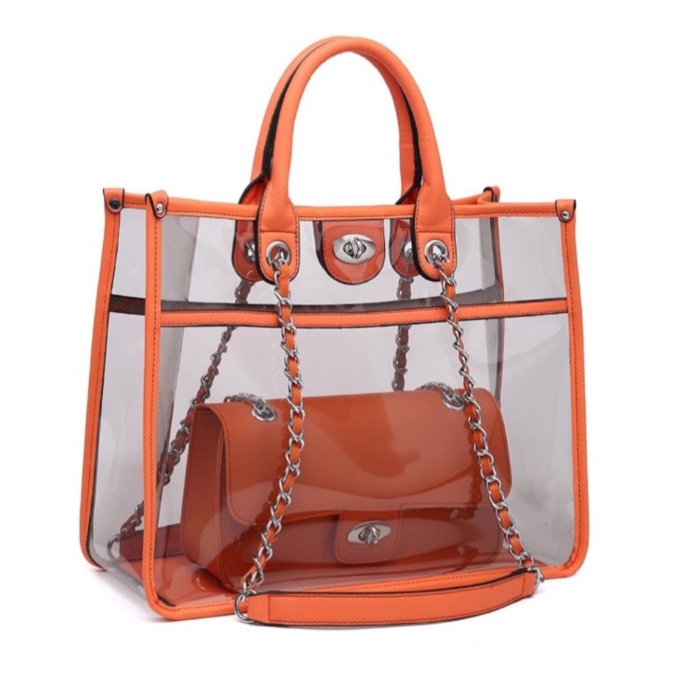 Large Clear Tote Bag PVC Top Handle Shoulder Bag